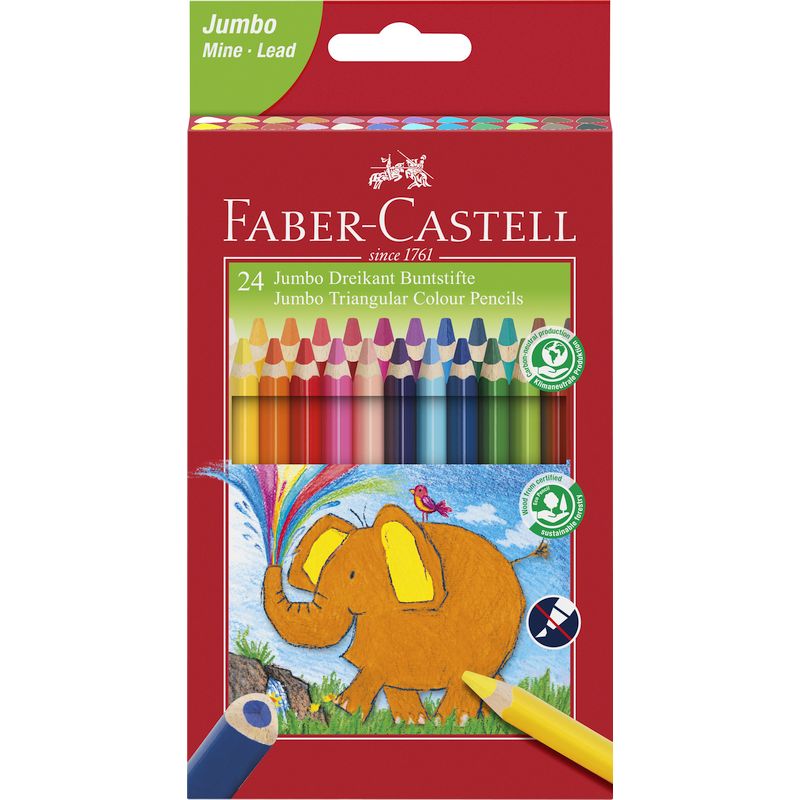 Faber-Castell színes ceruza készlet 24db-os háromszögletű Jumbo + hegyező