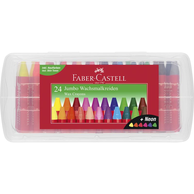 Faber-Castell zsírkréta készlet 24db-os háromszögletű jumbo (6 neon szín)