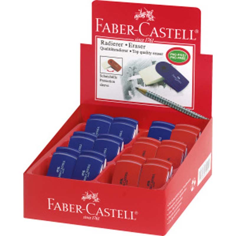 Faber-Castell radír SLEEVE mini színes műanyag tartóban (piros,kék)