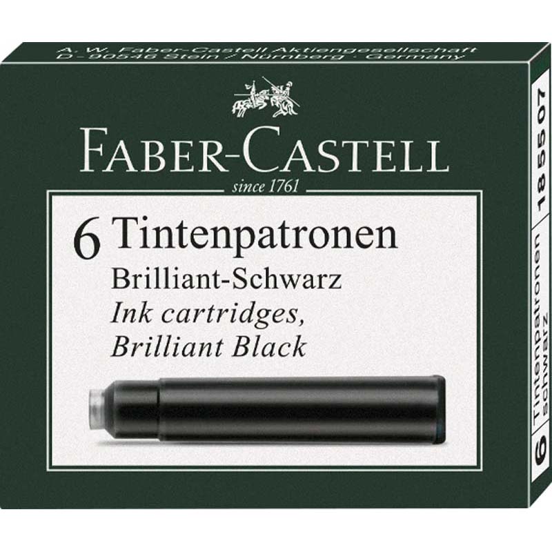 Faber-Castell tintapatron standard fényes fekete 6d