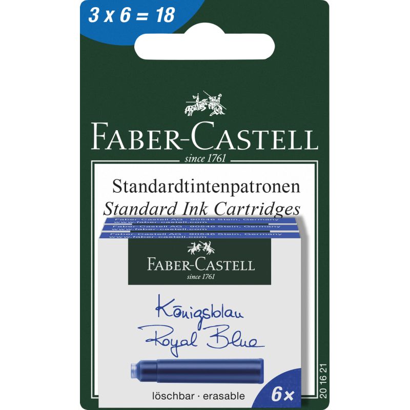 Faber-Castell tintapatron 3x6db royal kék blisterben