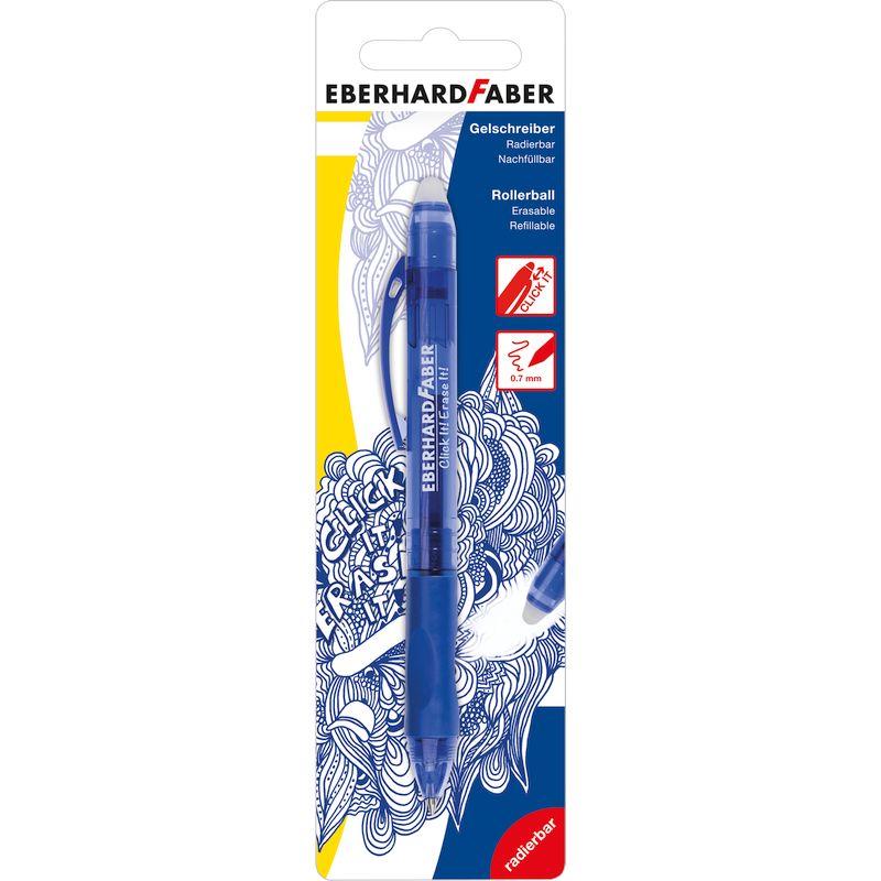Eberhard Faber Zselés roller toll nyomógombos radírozható 0,7mm kék bliszterben