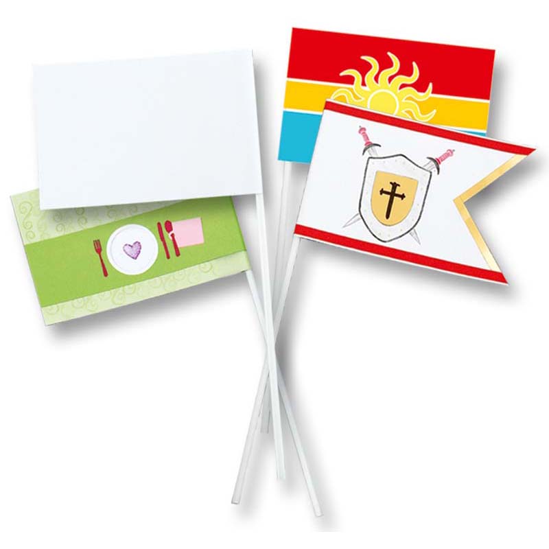 Folia papír zászlók 20db A6 30cm pálcával