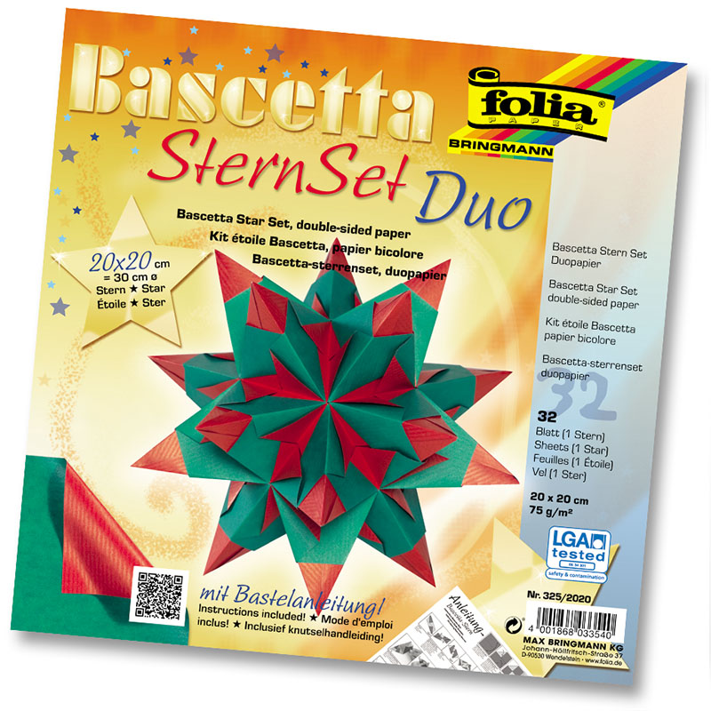 Folia csillag készítő papír 20x20cm 30 ív piros-zöld