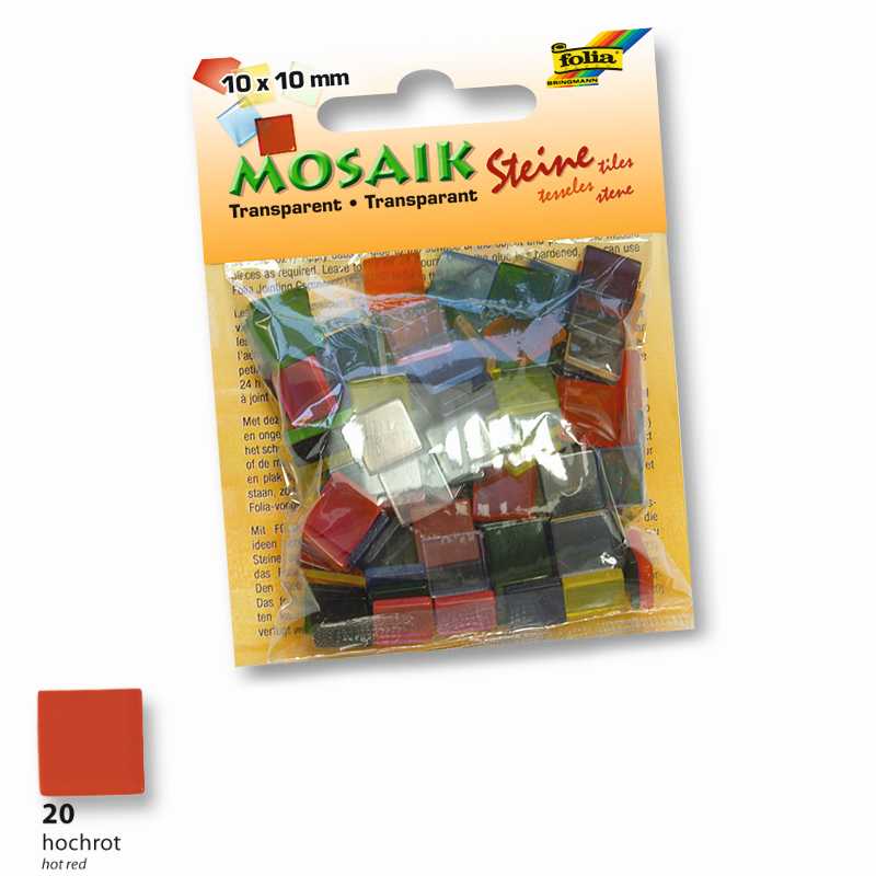 Folia mozaik műgyanta kocka 10x10mm 190db piros
