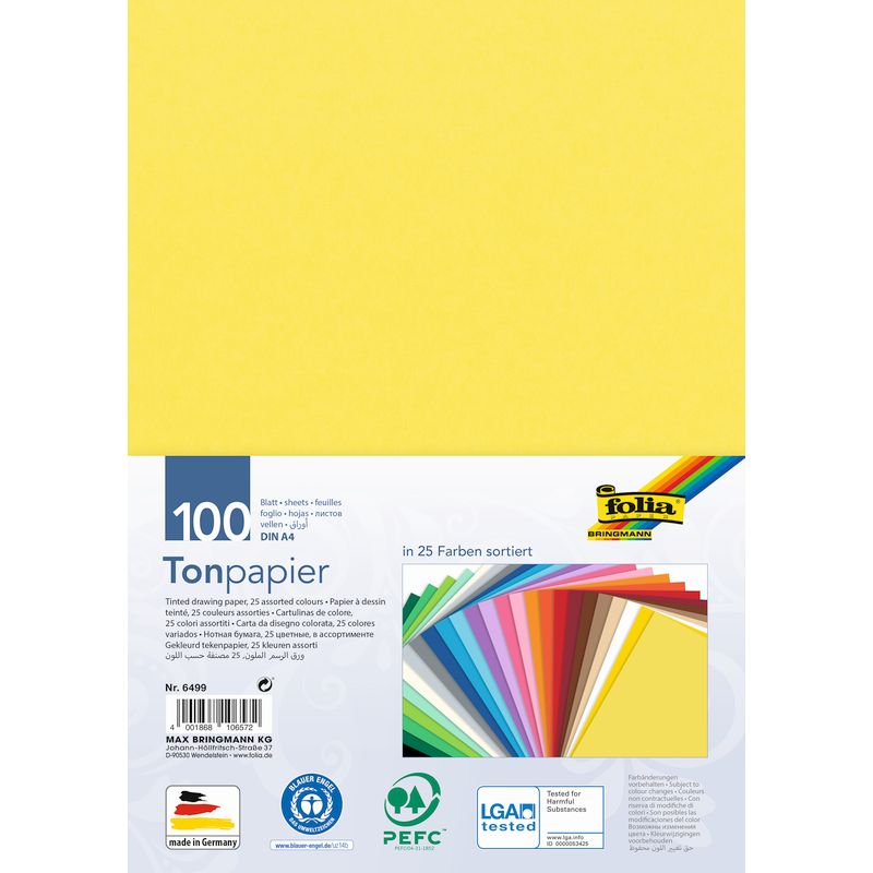 Folia dekorációs karton A/4 130gr 100ív/csomag  (25 különféle szín)