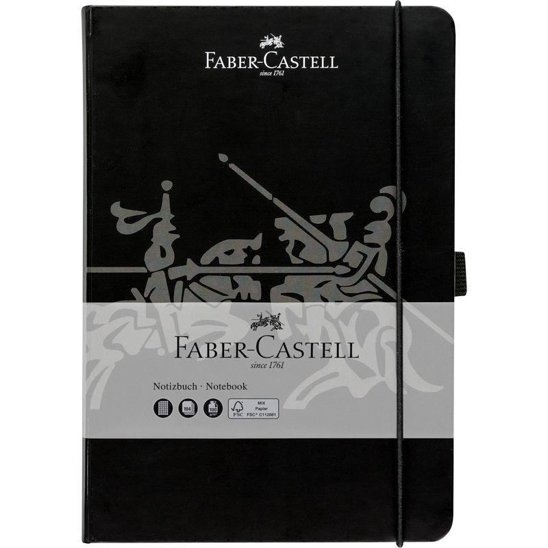 Faber-Castell jegyzetfüzet A/5 fekete 194lapos kockás tolltartóval