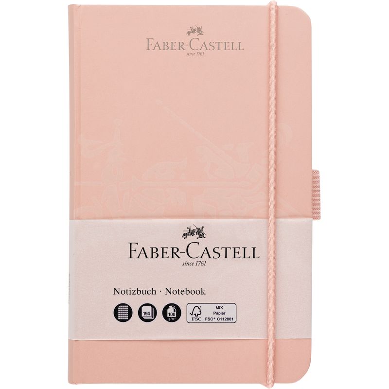 Faber-Castell jegyzetfüzet A/6 antik rózsaszín 194lapos kockás tolltartóval