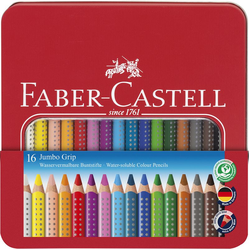 Faber-Castell színes ceruza készlet 16db-os GRIP JUMBO fém dobozban