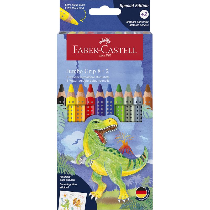 Faber-Castell színes ceruza készlet 8+2db-os GRIP JUMBO DINOSZAURUSZ 2024