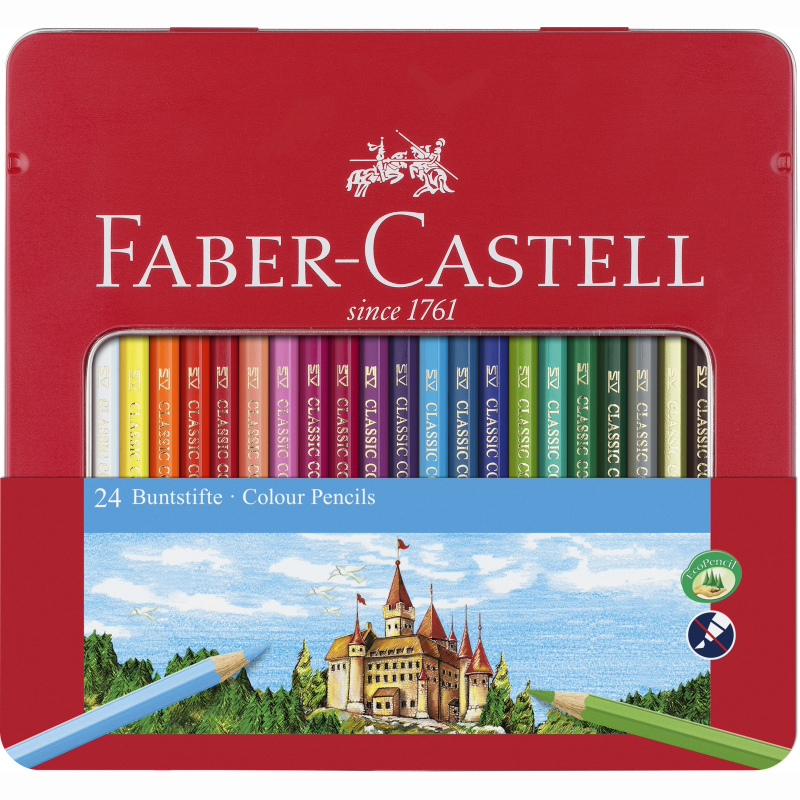 Faber-Castell színes ceruza készlet 24db-os fémdobozban (kastély) - (115845)