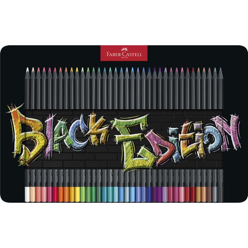 Faber-Castell színes ceruza készlet 36db-os BLACK EDITION fekete test fém dobozban