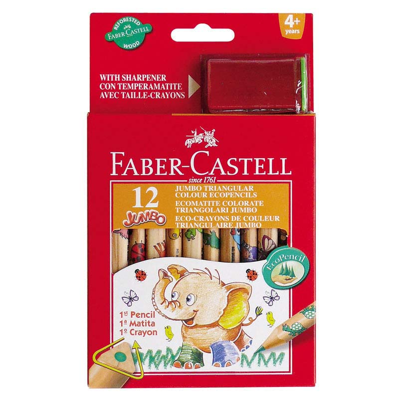 Faber-Castell színes ceruza 12 + hegyező jumbo, mintás