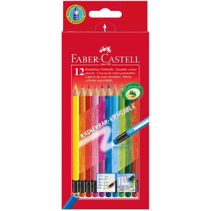Faber-Castell színes ceruza + színes radír 12db
