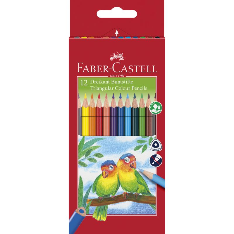 Faber-Castell színes ceruza készlet 12db-os háromszögletű ECO + hegyező (120523)