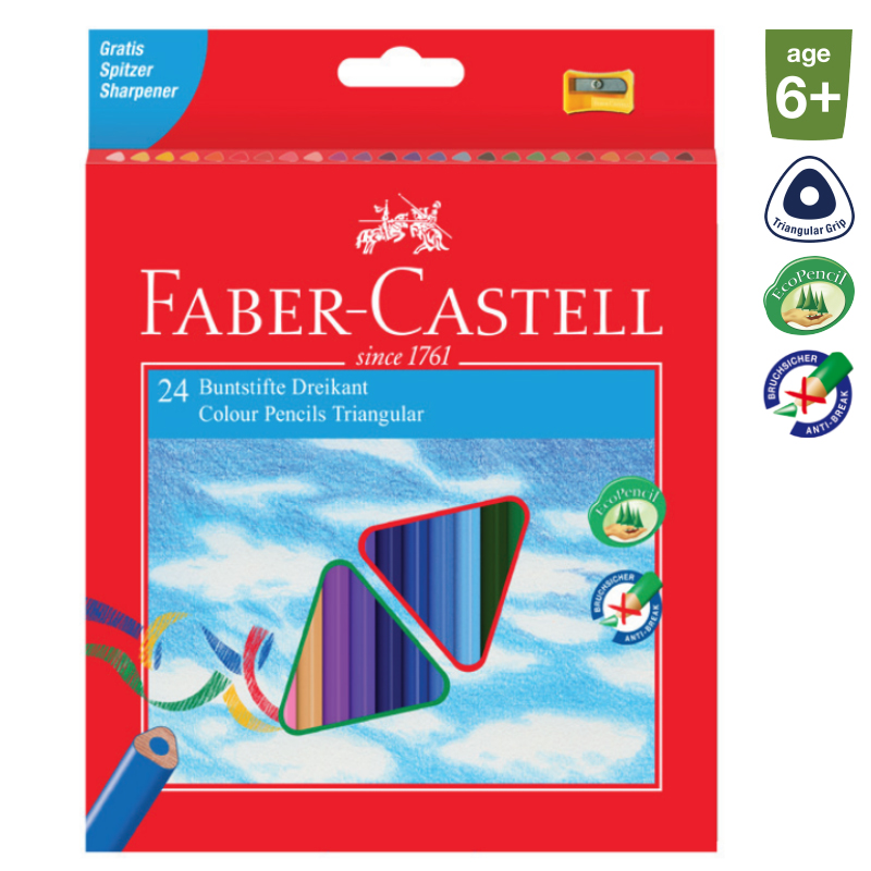 Faber-Castell színes ceruza készlet 24db-os háromszögletű ECO + hegyező (120524)