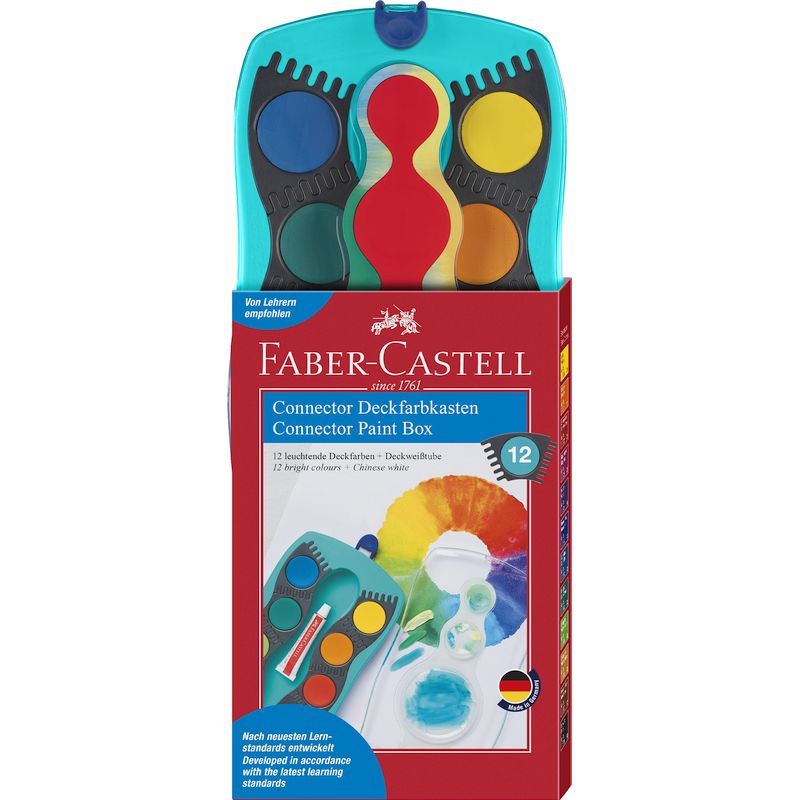 Faber-Castell vízfesték készlet 12db-os összeilleszthető türkiz + tempera