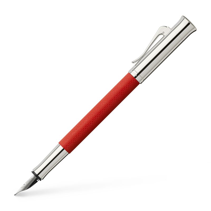 Graf von Faber-Castell töltőtoll GUILLOCHE ródium bevonatú india piros színű F-es hegyű