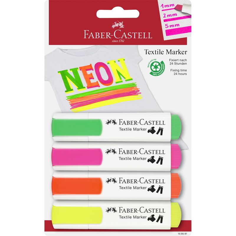 Faber-Castell textílfilc készlet 4db-os NEON színek bliszterben