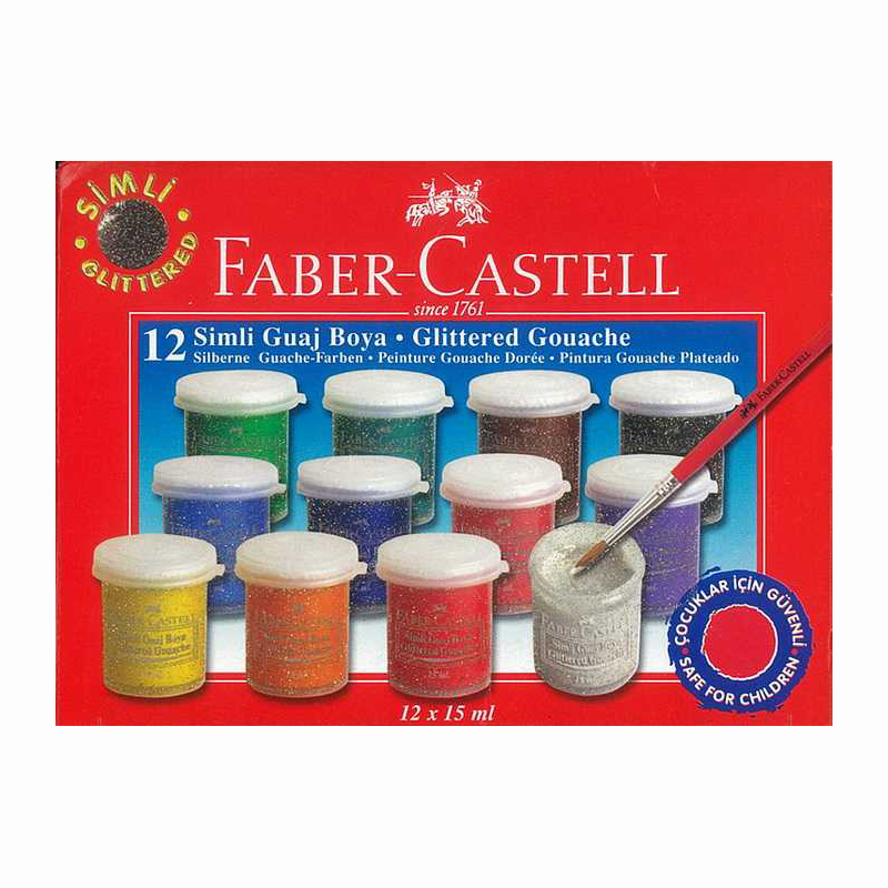 Faber-Castell 12db-os tempera készlet - csillámos 15ml tégelyes