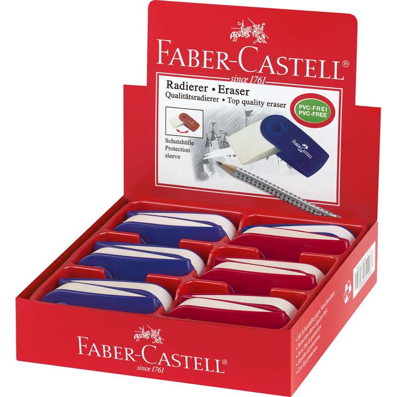 Faber-Castell SLEEVE radír színes műanyag tartóban