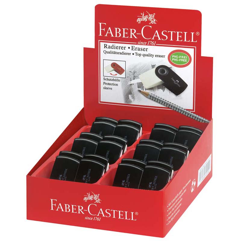 Faber-Castell Mini SLEEVE radír fekete műanyag tartóban