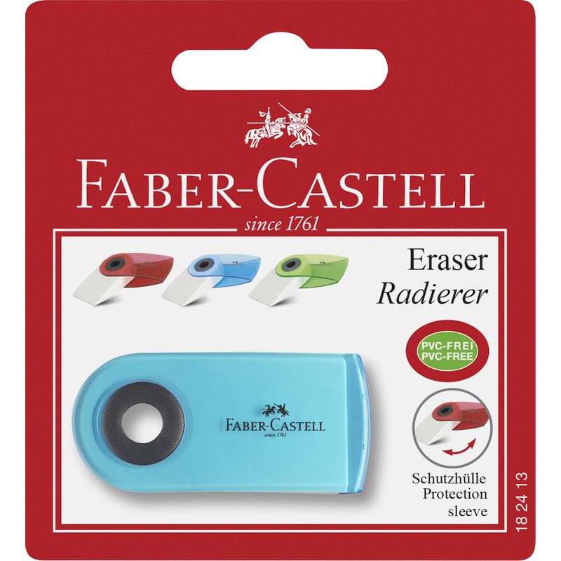 Faber-Castell radír SLEEVE mini színes műanyag tartóban bliszterben