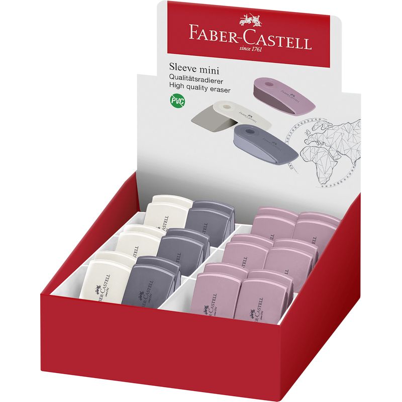 Faber-Castell radír SLEEVE mini harmónia színek műanyag tartóban 2022 (rózsa árnyékok,almásszürke