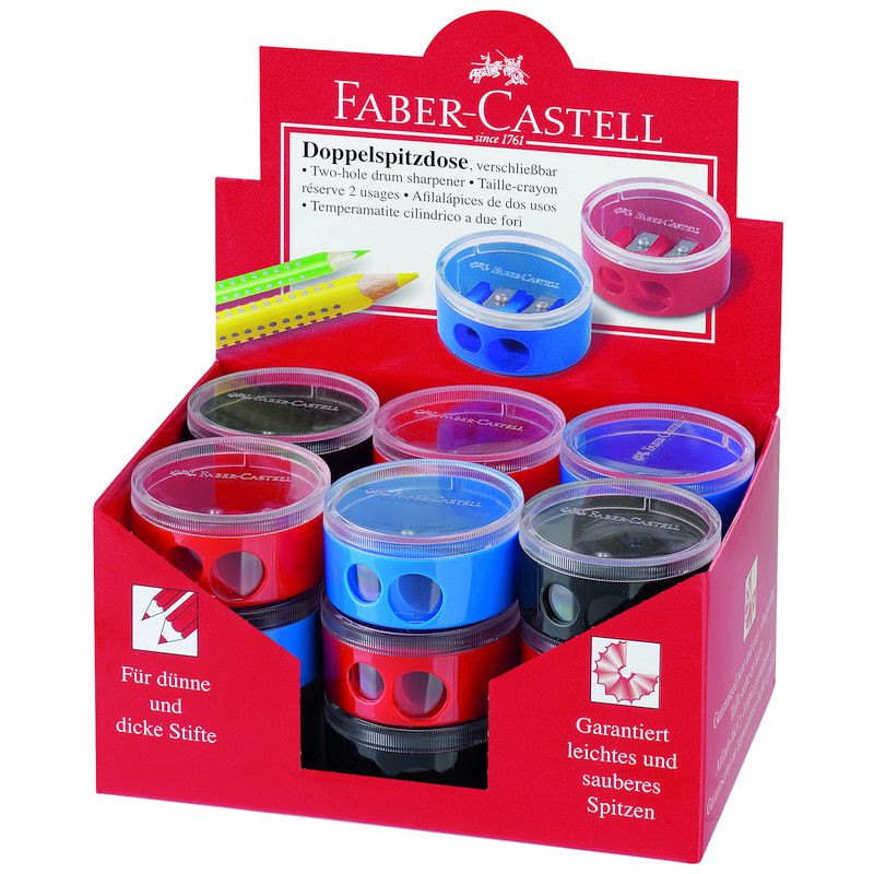Faber-Castell hegyező, műanyag, dupla, tartályos