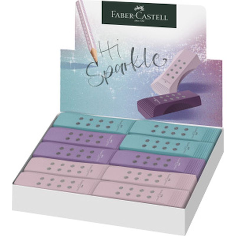Faber-Castell radír RollOn Sparkle pvc mentes vegyes színben 2023 (rózsaszín,lila,óceánkék)