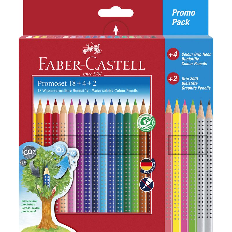 Faber-Castell színes ceruza készlet 18db-os GRIP 2001 +4db neon GRIP + 2db grafitceruza GRIP