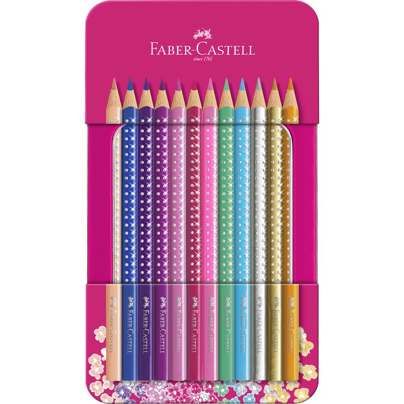 Faber-Castell színes ceruza készlet 12db-os SPARKLE rózsaszín fém dobozban