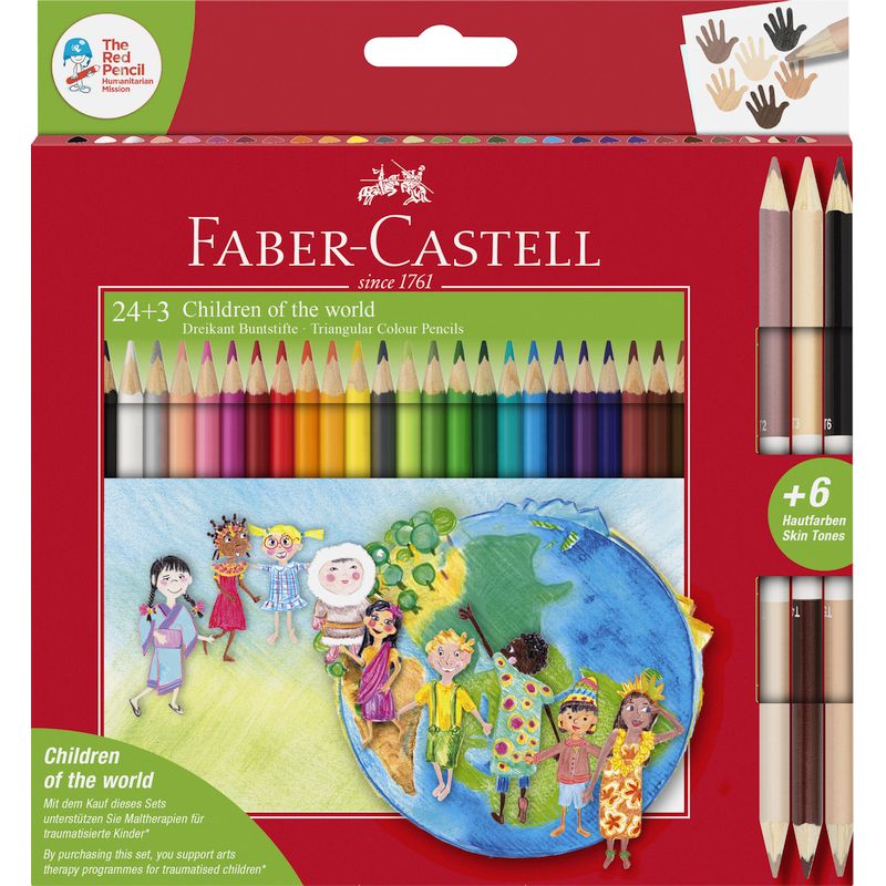 Faber-Castell színes ceruza készlet 24+3db bicolor (6bőrszín) A VILÁG GYERMEKEI