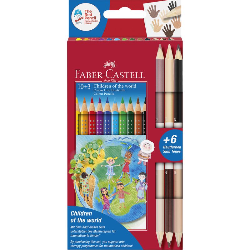 Faber-Castell színes ceruza készlet 10+3db GRIP+BICOLOR (6bőrszín) A VILÁG GYERMEKEI