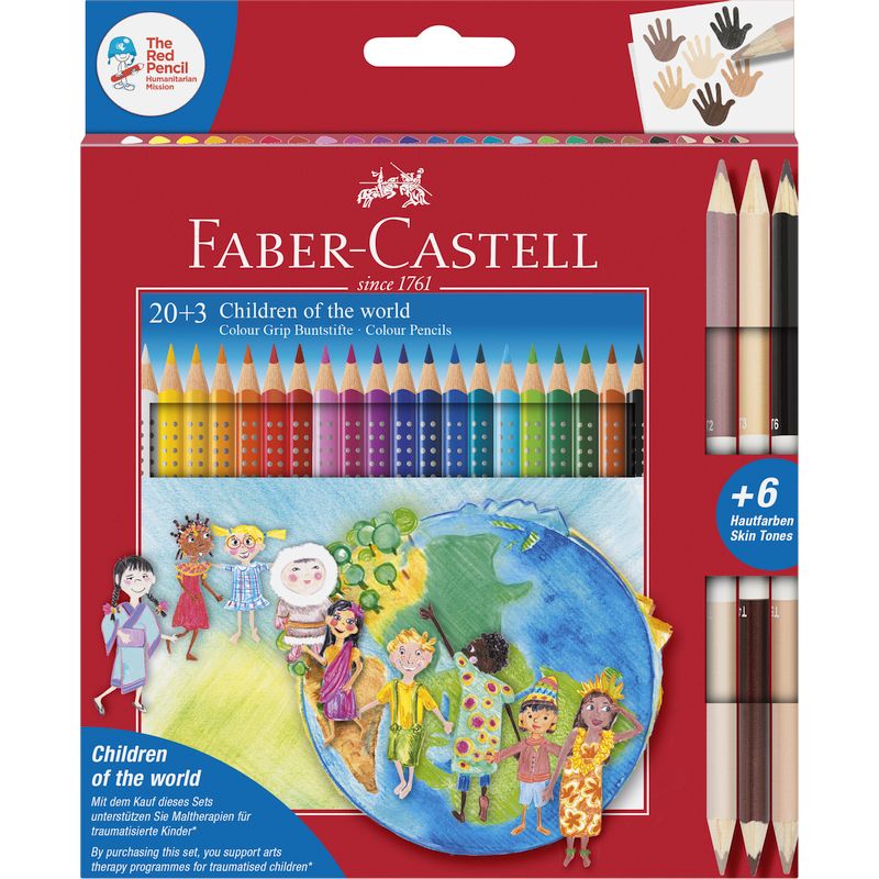 Faber-Castell színes ceruza készlet 20+3db GRIP+BICOLOR (6bőrszín) A VILÁG GYERMEKEI