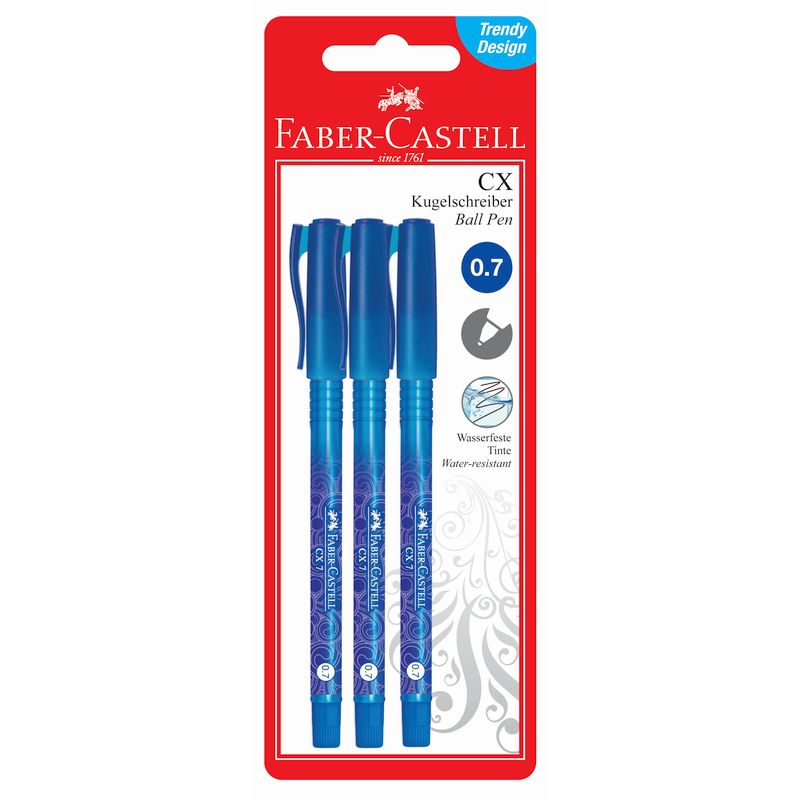 Faber-Castell golyóstoll készlet 3db-os CX7 kék bliszterben
