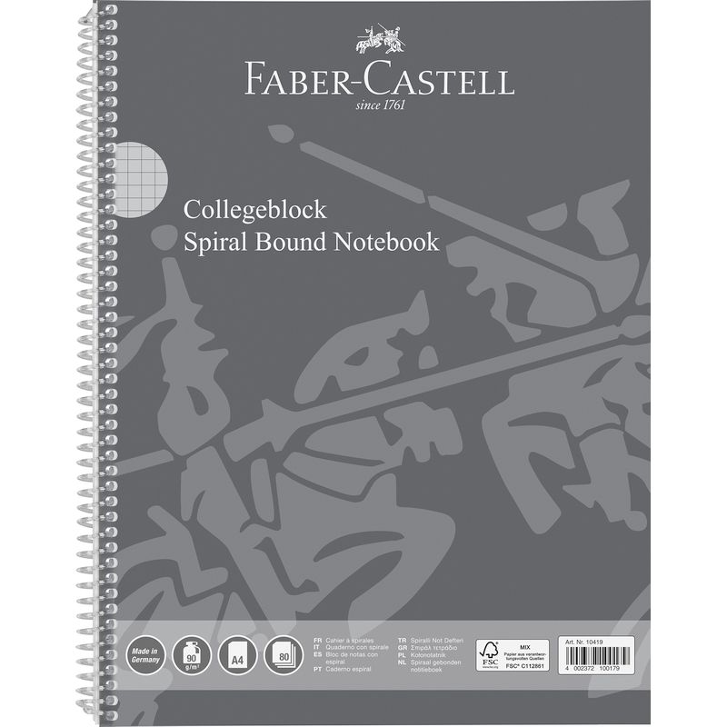 Faber-Castell spirálfüzet A/4 80lapos 90g. perforált, lefűzhető kockás