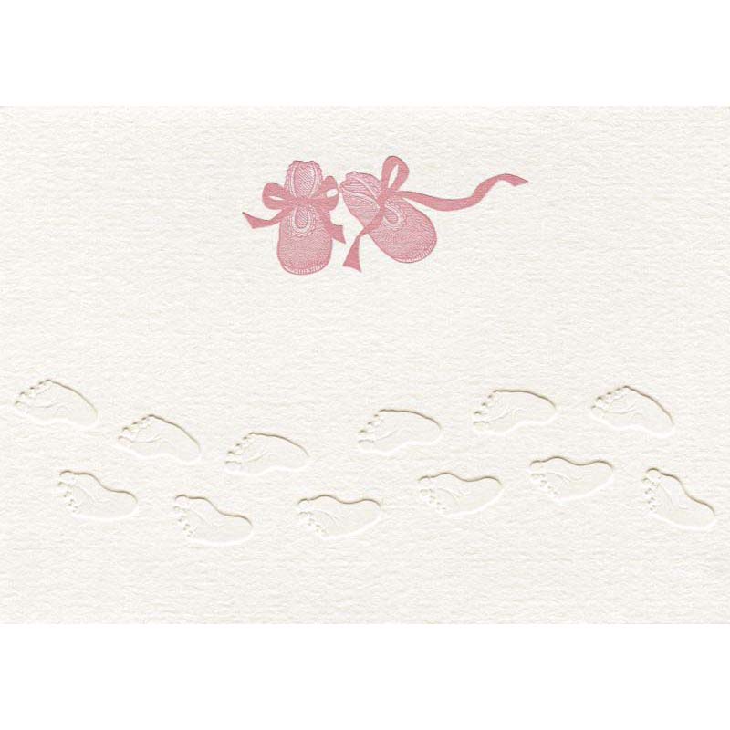 Artoz boriték+kártya baby's foot prints pink