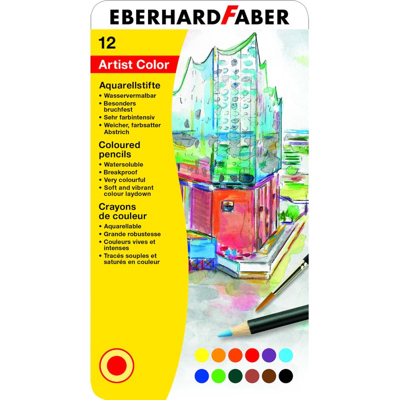 Eberhard Faber színes ceruza készlet 12db-os aquarell fémdobozban