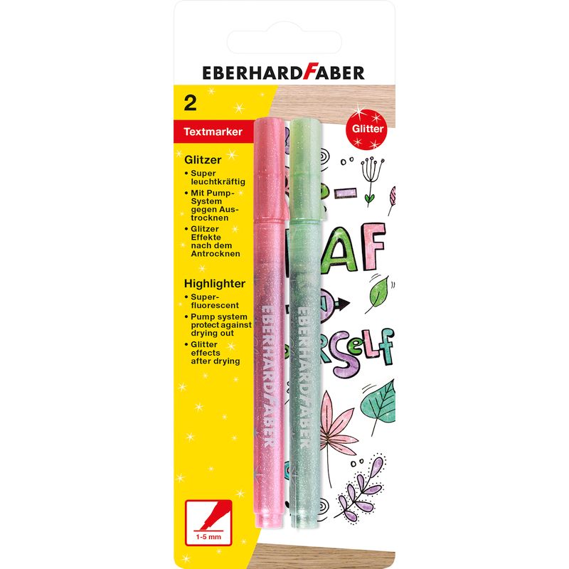Eberhard Faber szövegkiemelő készlet 2db-os pasztell csillámos pink/zöld bliszterben