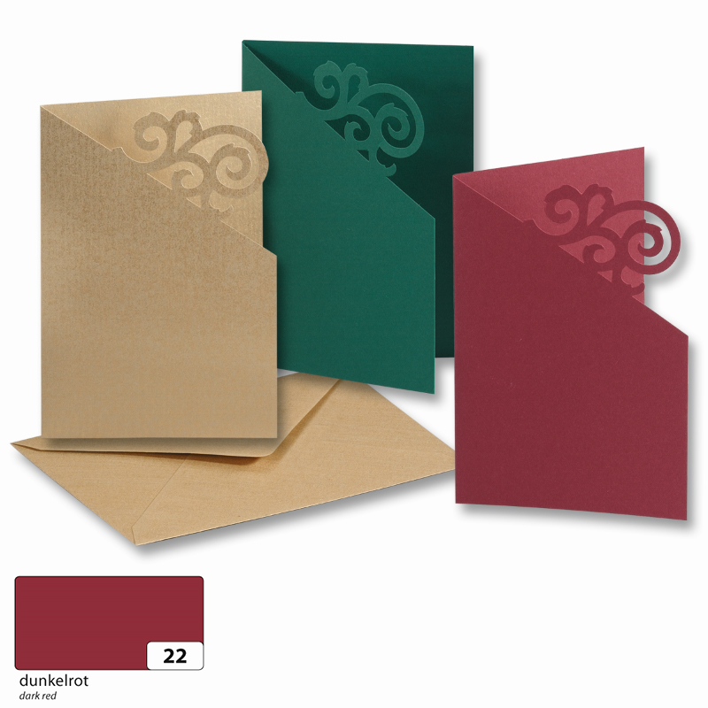 Folia meghívókártya 10,8x15,5cm s.piros dísz