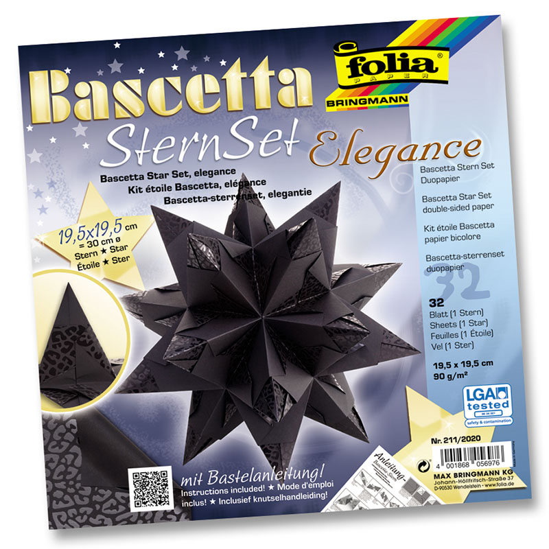 Folia csillag készítő papír 19,5x19,5cm 32 ív fekete