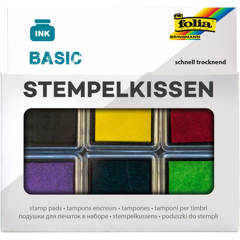 Folia nyomda tintapárna 6db-os BASIC (fekete,sárga,zöld,piros,lila, türkiz)