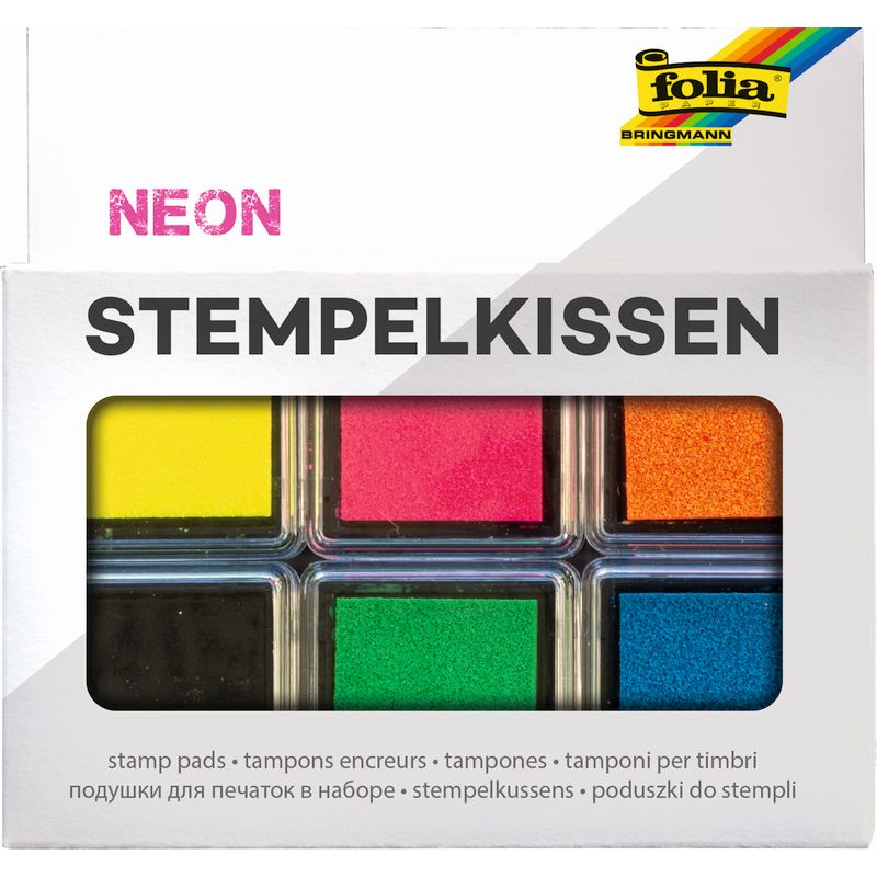 Folia nyomda tintapárna 6db-os NEON (fekete,neon sárga,narancs,rózsaszín,zöld,kék)