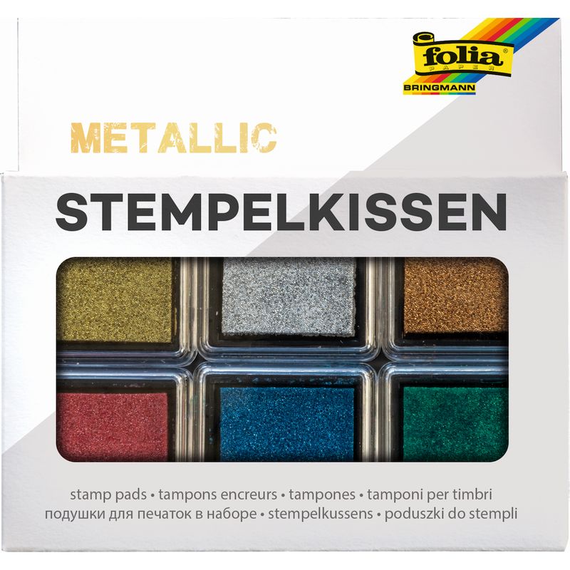 Folia nyomda tintapárna 6db-os METÁL (ezüst,arany,réz,metálkék,zöld,piros)