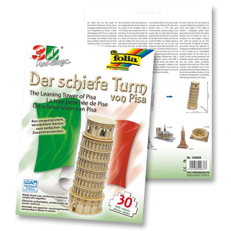 Folia modell 3D karton 30 részes Pisai ferde torony
