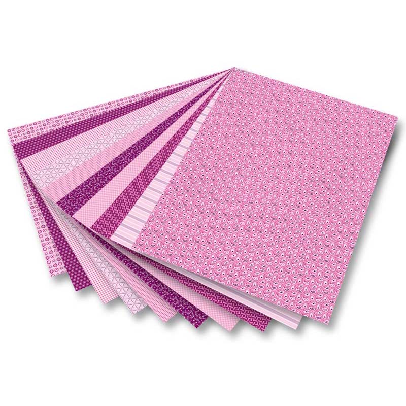 Folia karton 50x70cm 270gr 10ív pink/mintás