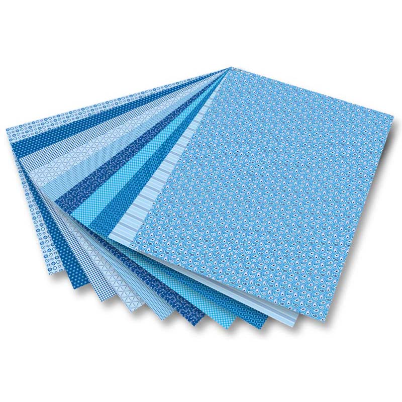 Folia karton 50x70cm 270gr 10ív kék/mintás