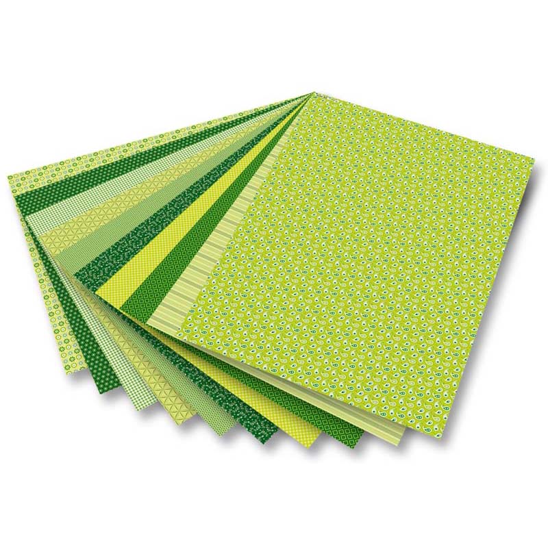 Folia karton 50x70cm 270gr 10ív zöld/mintás