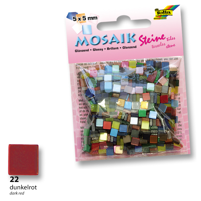 Folia mozaik műgyanta kocka fényes 5x5mm s.piros